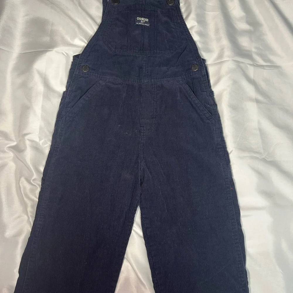 OshKosh B’gosh Vestbak‎ 4T Blue Corduroy Plaid Lined Overalls Boys
